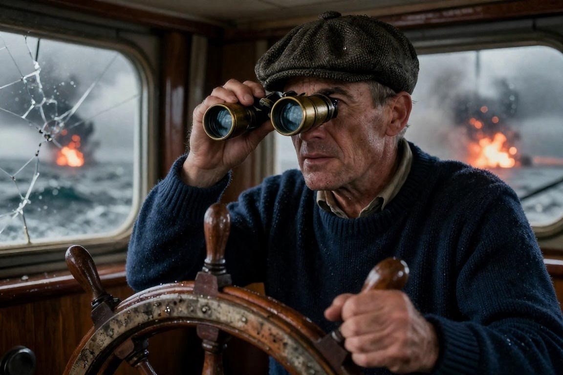 wooden motor yacht Arthur a rugged 50-year-old British civilian sailor